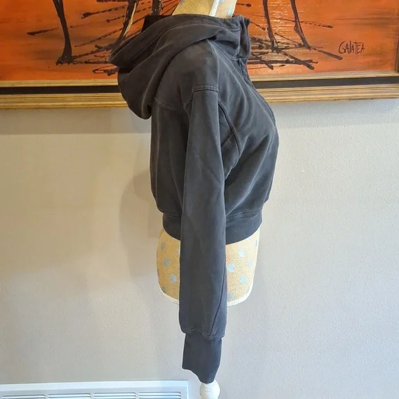 Free People FP Movement Cropped 3/4 Zip Hoodie Black Size Medium - Picture 7 of 11